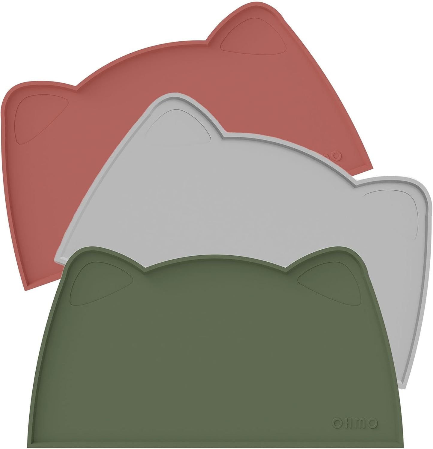 OHMO - Cat Food Mat, Silicone Pet Feeding Mat for Floor Non-Skid Waterproof Dog Water Bowl Tray, Easy to Clean Pet Placemat (Camo Green, 18 * 9.8'')