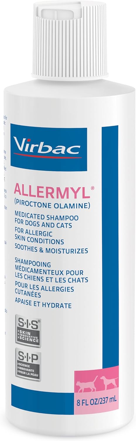 Allermyl Medicated Pet Shampoo Hypoallergenic, Soothing and Moisturizing Shampoo for Allergic Dogs and Cats (by Virbac)