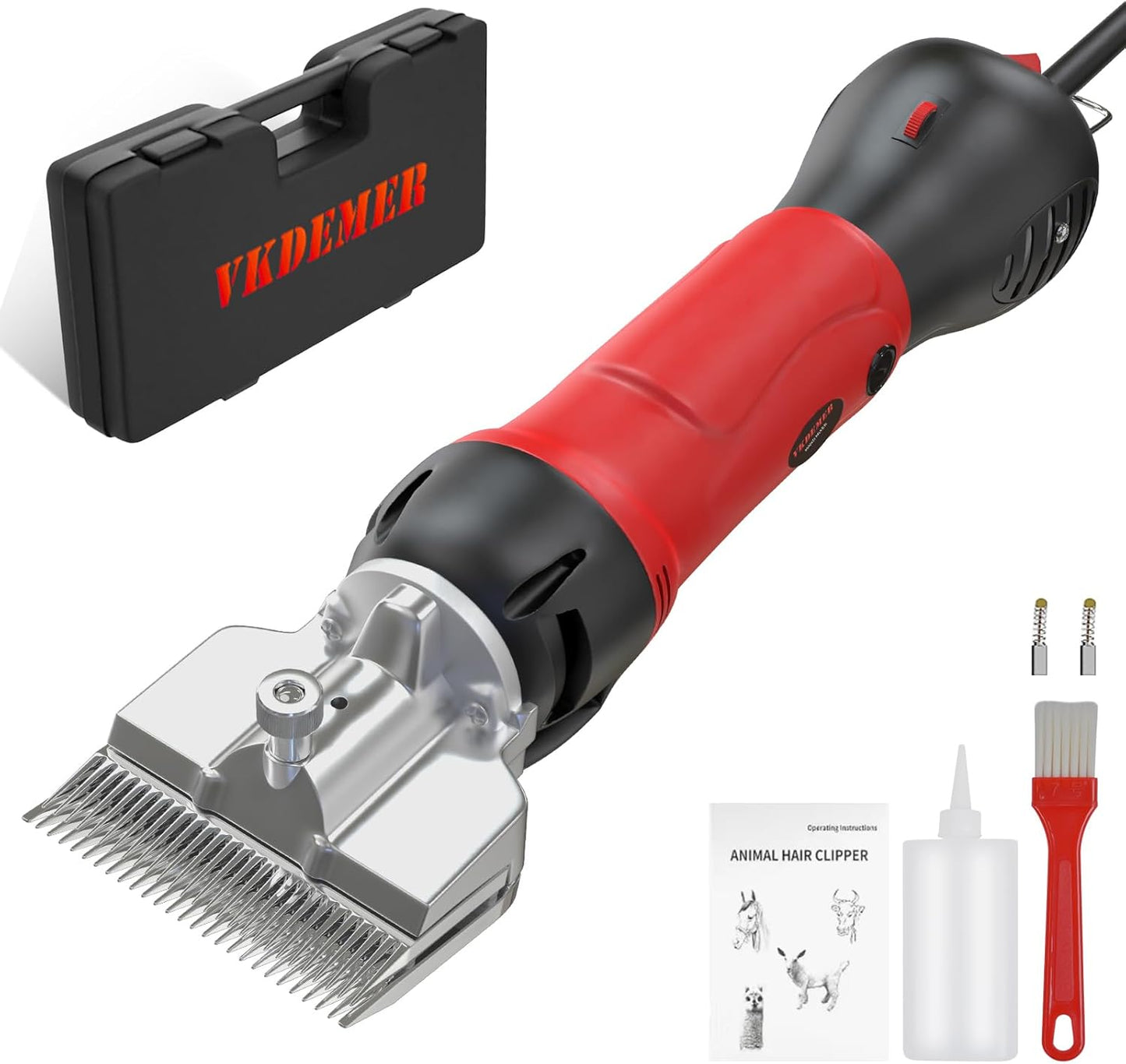 Horse Clippers,600W Professional Electric Horse Grooming Kit, Shaving Equine Clippers for Horses Goat Cattle Large Thick Coat Animals,6 Speeds Heavy Duty Farm Livestock Haircut Trimmer