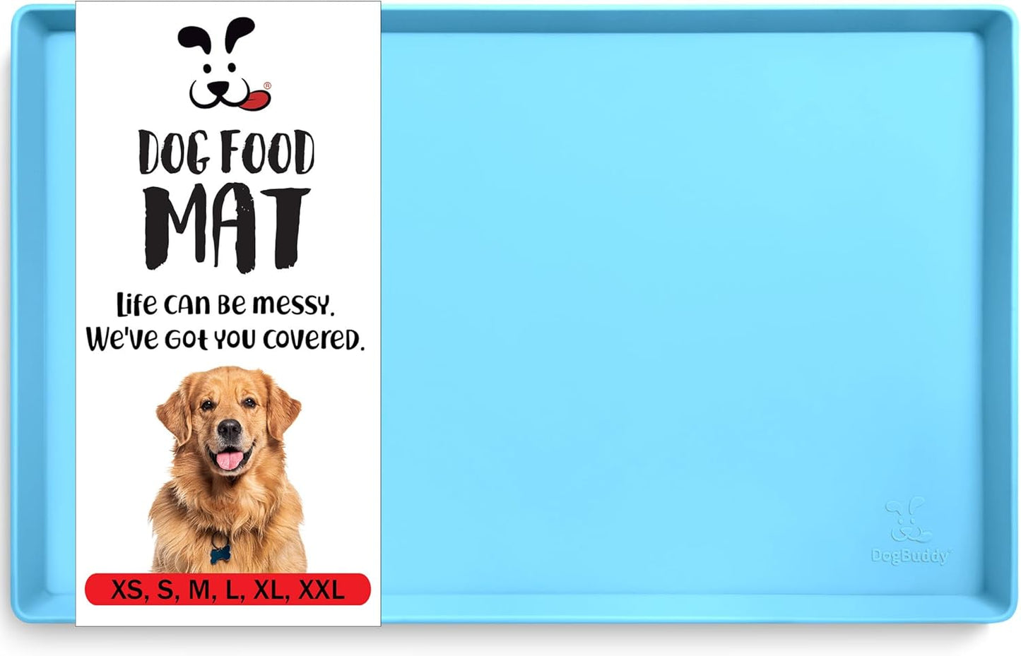 DogBuddy Dog Food Mat – Waterproof Dog Bowl Mat for Food and Water, Silicone Pet Feeding Mats for Floors, Non-Slip Placemat with High Edges for Dogs Bowls, Puppy Essentials (XL: 28" x 18", Maya)