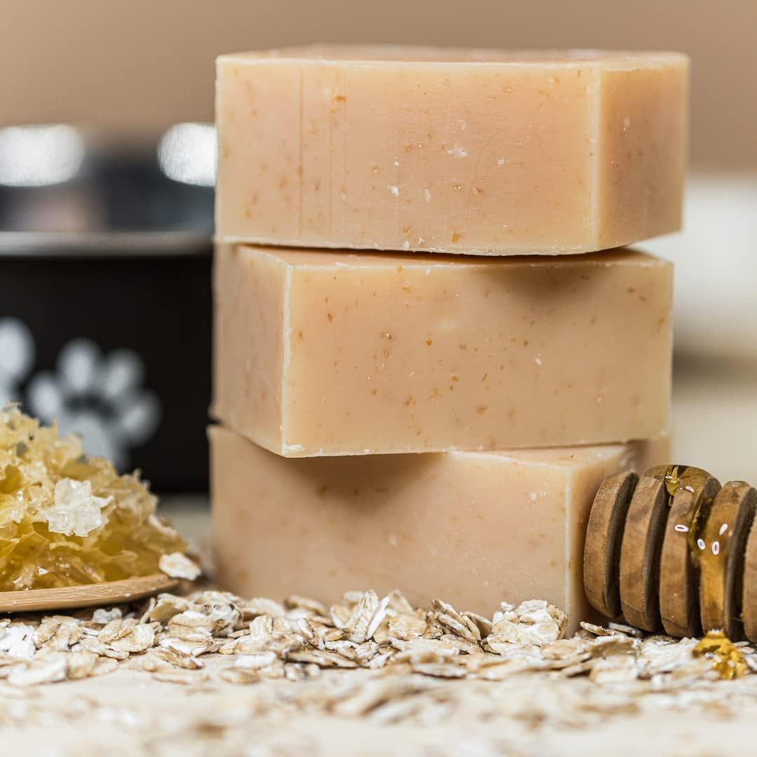 Chagrin Valley Soap & Salve Certified Organic Dog Shampoo and Conditioner – Dog Shampoo Itchy Skin Relief and Puppy Essentials - Natural Handmade Honey & Oats, 3.8 oz Bar Soap