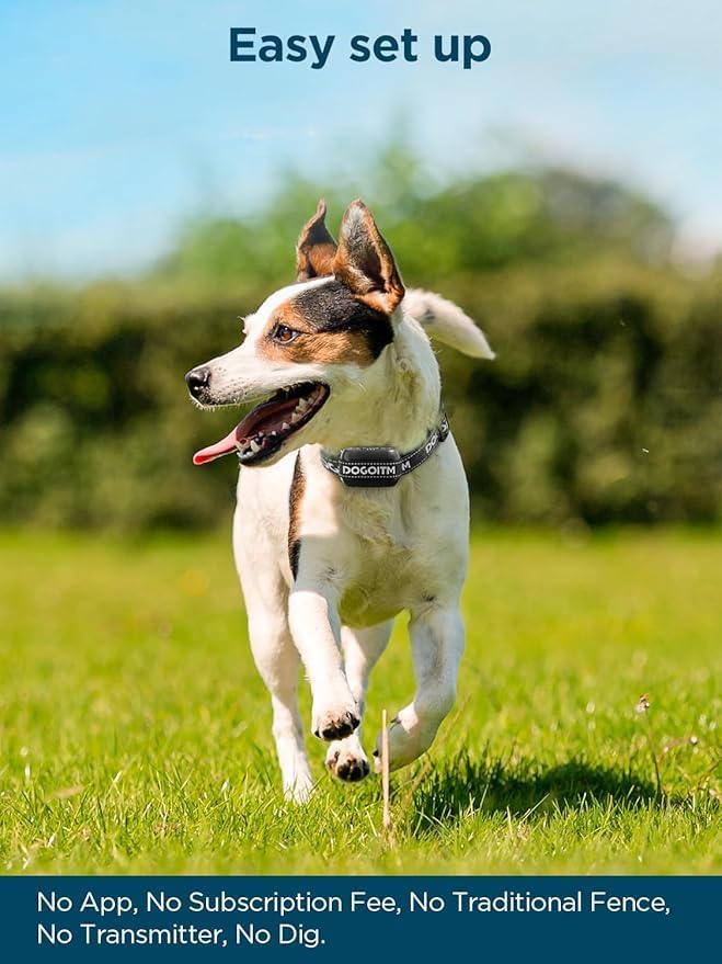 Wireless Dog Fence System, GPS Wireless Dog Collar with 3 Correction Mode, Pet Containment System with AI Smart Signal, Electric Dog Fence Collar for Outdoor Use