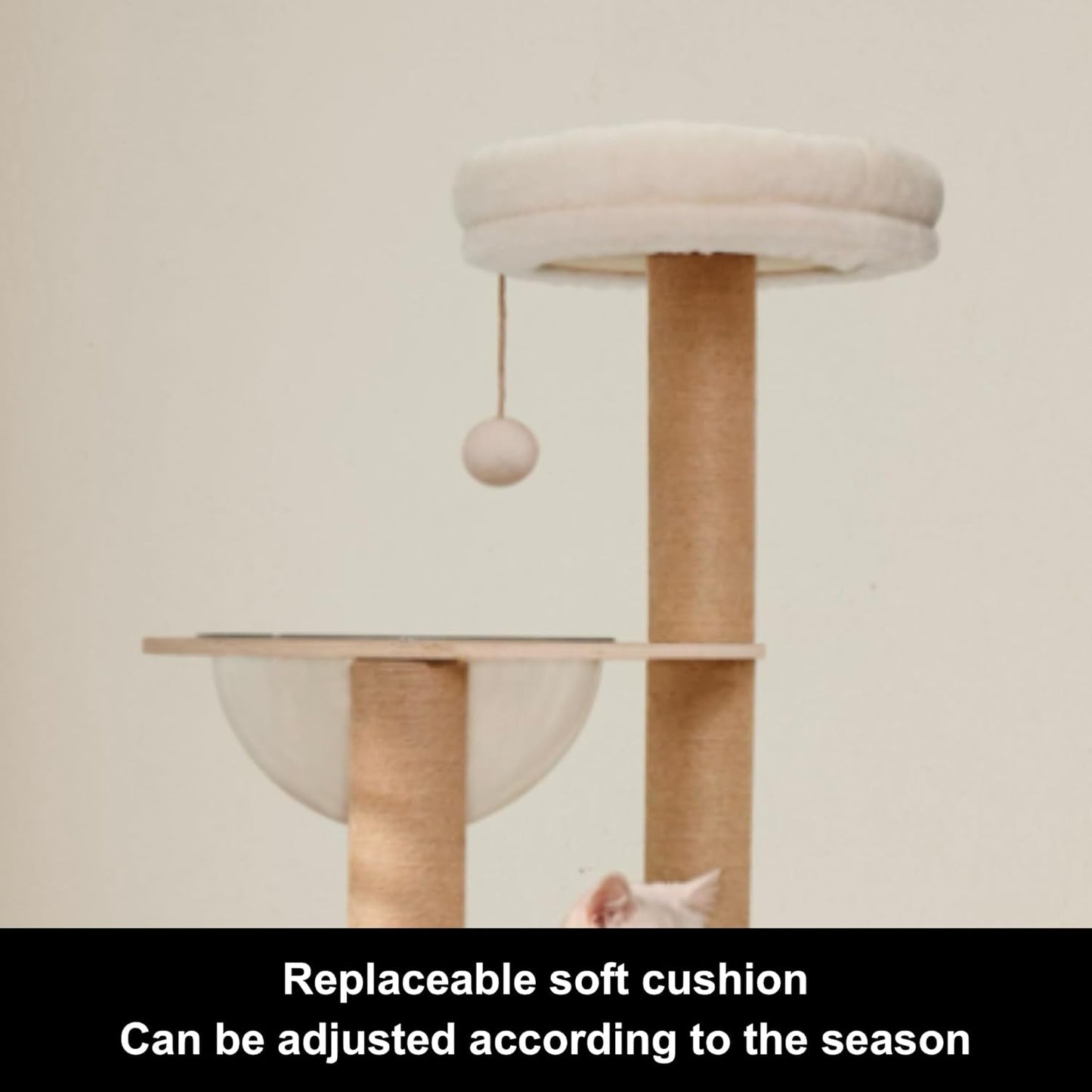 Modern Multi-Level Large Real Solid Wood Cat Tree, Luxury Wooden Cat Tower Cat Condo with Multi-Layer Platform for Indoor Cats