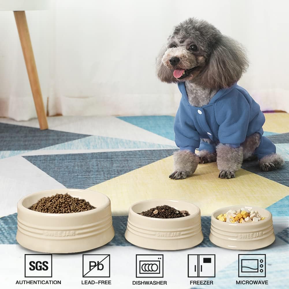 Sweejar Gradient Dog Bowl, Ceramic Dog Food Dish for Large Dogs and Large Cat, Porcelain Pet Bowl for Food and Water 32 oz (Beige)