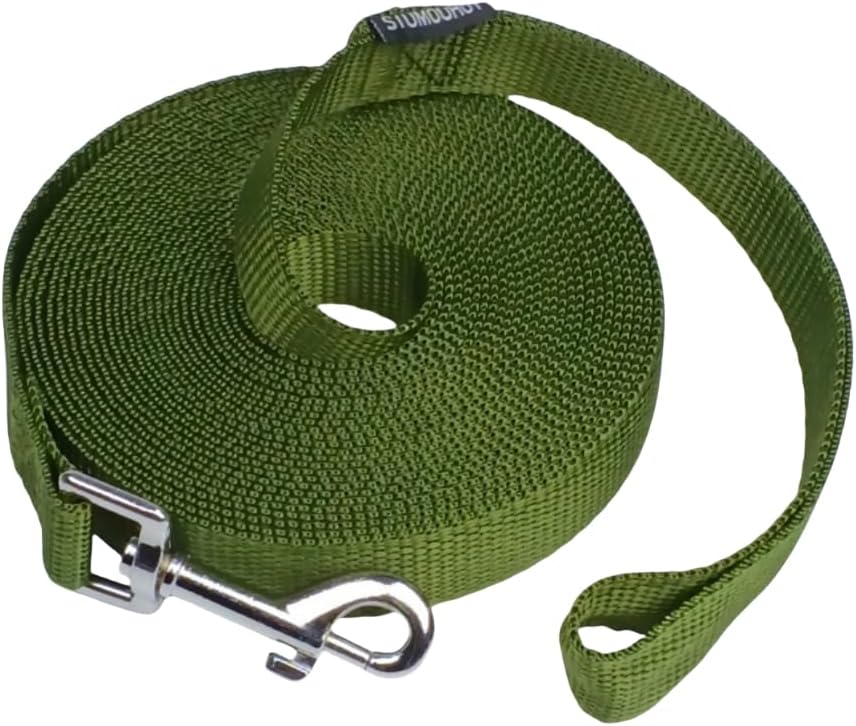 Dog/Puppy Obedience Recall Training Agility Lead - 15ft 20ft 30ft 40ft 50ft Training Leash - Great for Play, Camping, or Backyard (Military Green, 40 Feet)