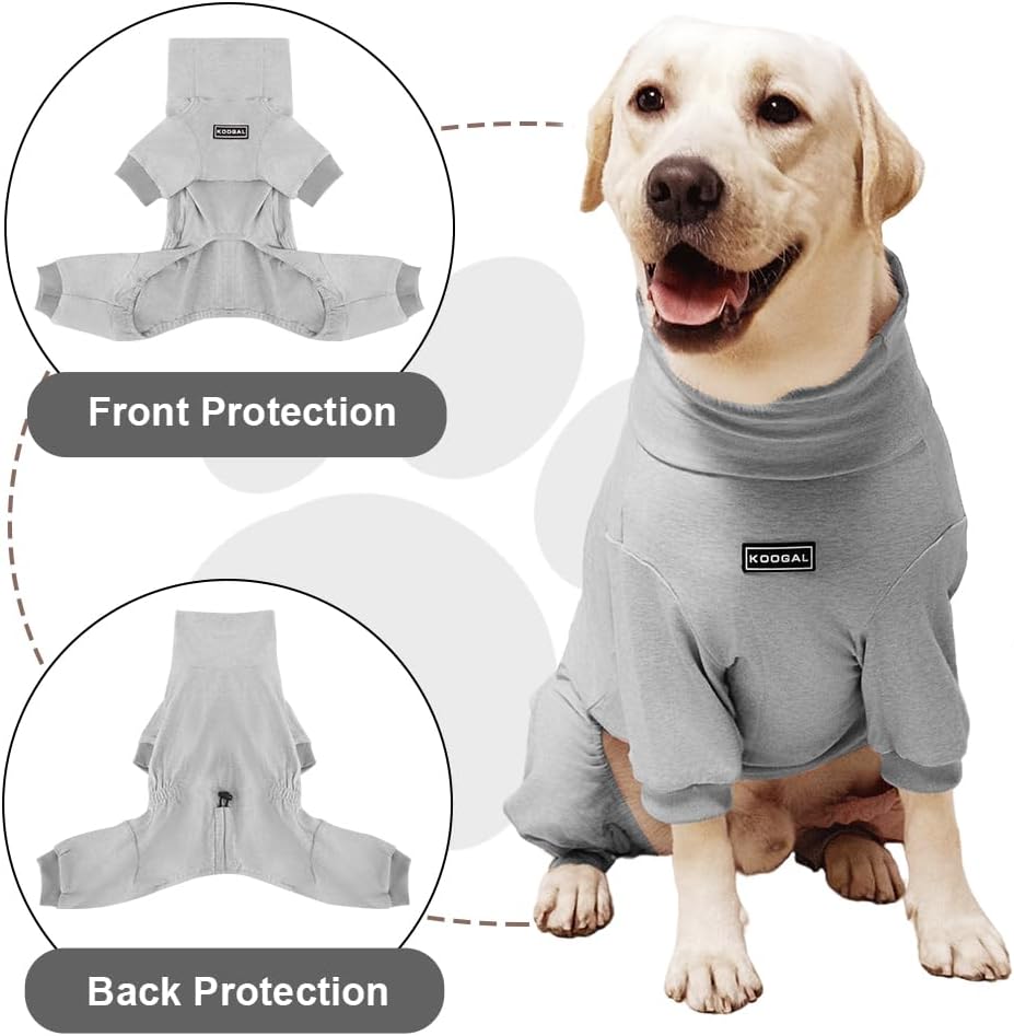 Dog Pyjamas PJS Sweater Clothes and Home Clothing Suitable for Medium to Large Breeds of Dogs, Dog Neutering Suits, Extra-Large Stretch Fabric, Four-Legged Clothes(Thin Gray, 2XL)