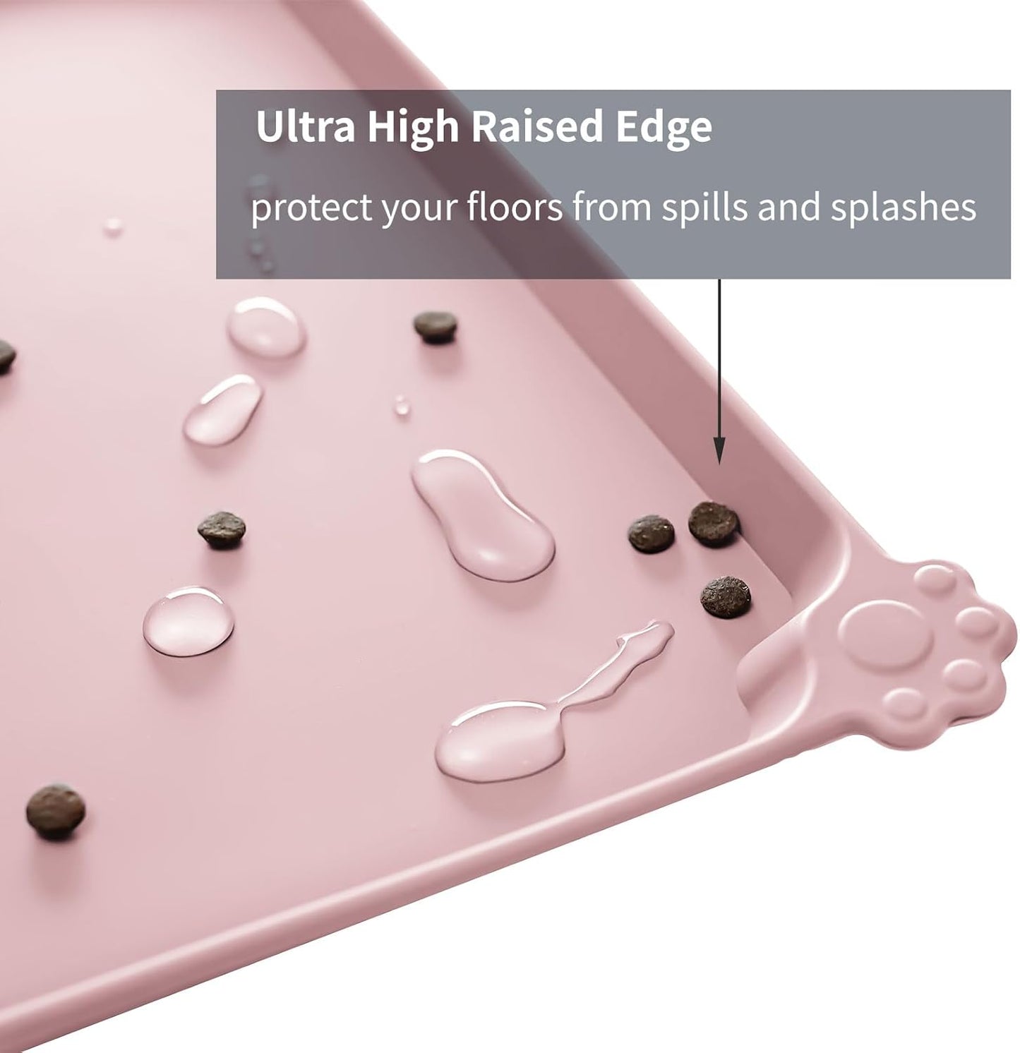 Waterproof Pet Feeding Mat with High Raised Edges, Heavier and Thicker Placemats for Cat Dog Water Bowl with BPA Free, Dogs Cats Food Mats for Messy Drinkers to Prevent Spill and Protect Floors