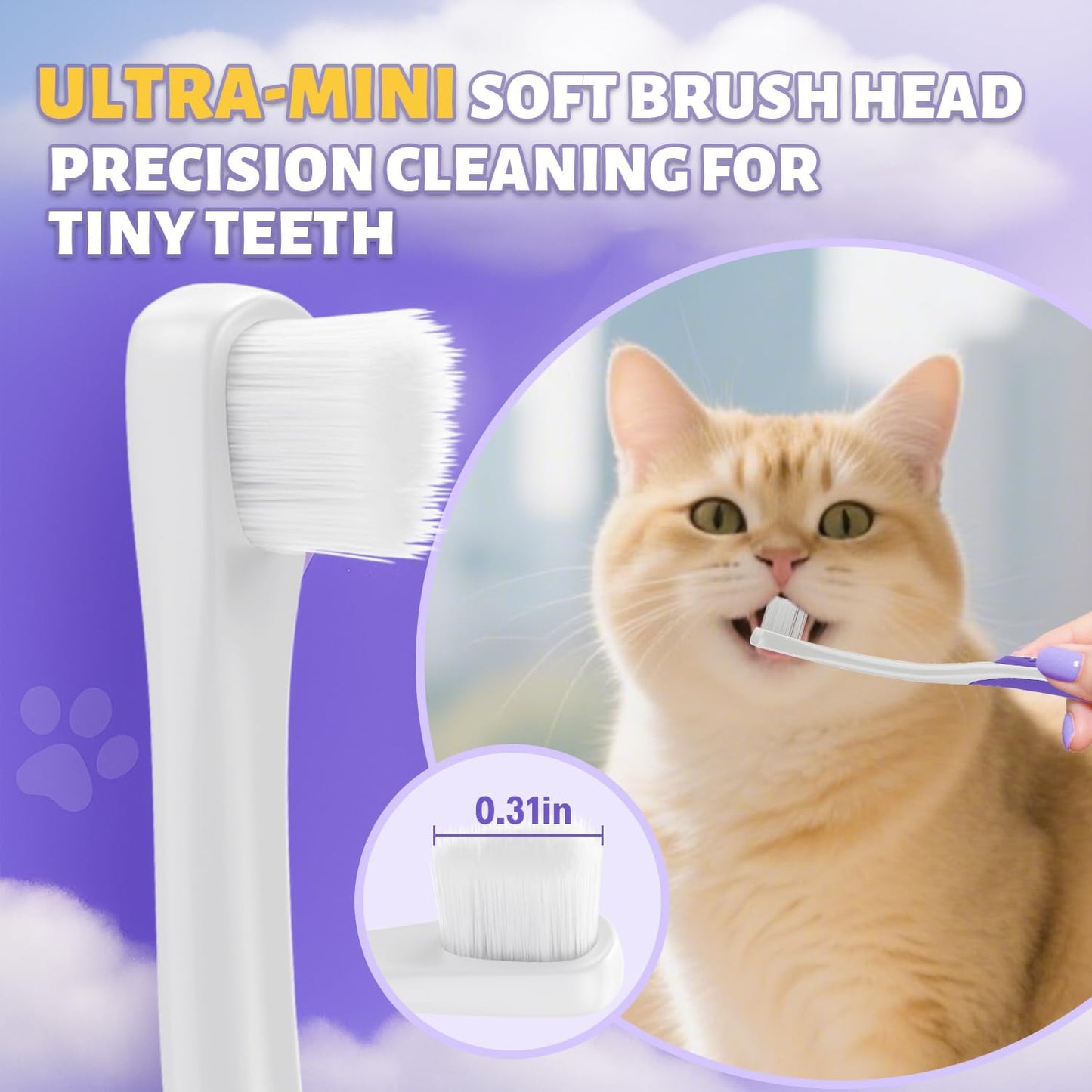 Cat Toothbrush and Toothpaste Kit - Includes Toothpaste (Coconut Chicken 2.5 oz.) Soft Brush, Finger Brush - Provides Safe and Effective Oral Care for Kittens and Adult Cats