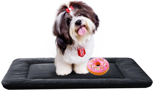 Dog Beds Crate Pad for Small Dogs Ultra Soft Dog Crate Bed Washable & Anti-Slip Kennel Pad for Dogs Cozy Sleeping Mat,Dark Gray 24inch