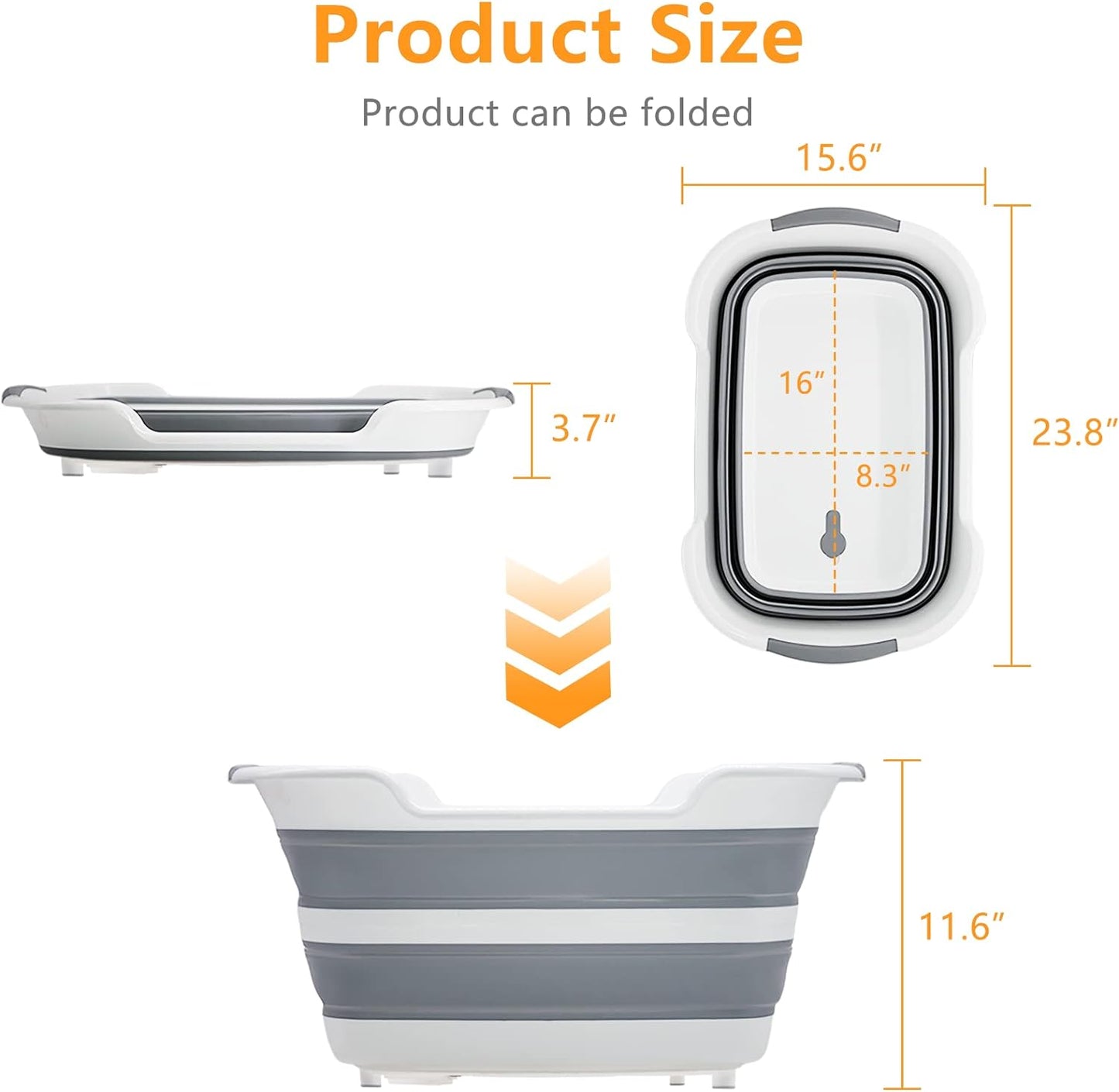 7.1 Gal/27L Multipurpose Collapsible Pet Bathtub Upgraded with Drainage Hole and Pet Hair Collector for Bathing/Shower, Portable Laundry Basket-Foldable Bathing Tub-Storage Organizer.