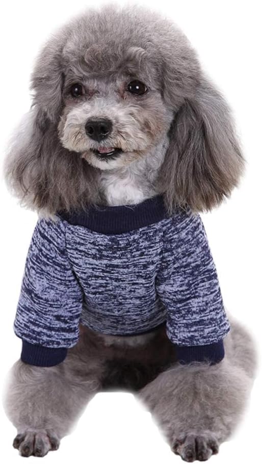 Jecikelon Dog Clothes Dogs Sweater Soft Puppies Clothing Winter Puppy Sweaters Warm Outfit for Dogs Small XXS XS Cat Apparel (Navy Blue, S)