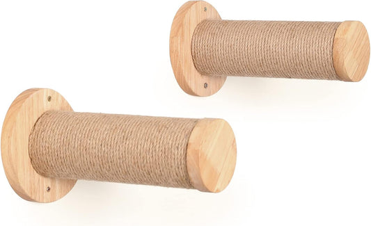 FUKUMARU Cat Wall Furniture, 11.8 Inch Cats Steps for Drywall, Kitten Stairs for Wall Mounted with Jute Scratching Kittens Shelf, 2 of Pack