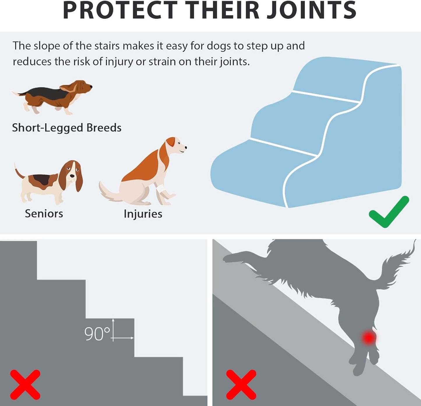 Dog Stairs for High Beds with Tunnel, 4-Step Dog Steps for Small Dogs and Cats, Foldable Pet Stairs for High Bed Climbing, Non-Slip Balanced Pet Step Indoor, Beige