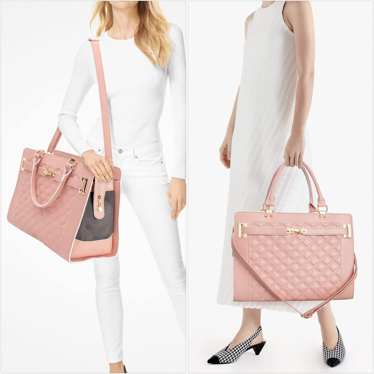 Fashion Pet Carrier Dog Cat Carrier Purse Soft-Sided Leather Handbag Pet Tote Bag for Small Dogs Puppy and Cats TSA Airline Approved