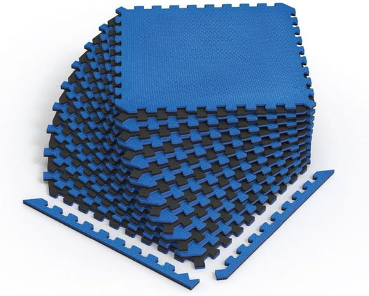 Norsk Dual-Sided Reversible 1/2" Foam Exercise Mats for Home Gym - Interlocking EVA Foam Tiles