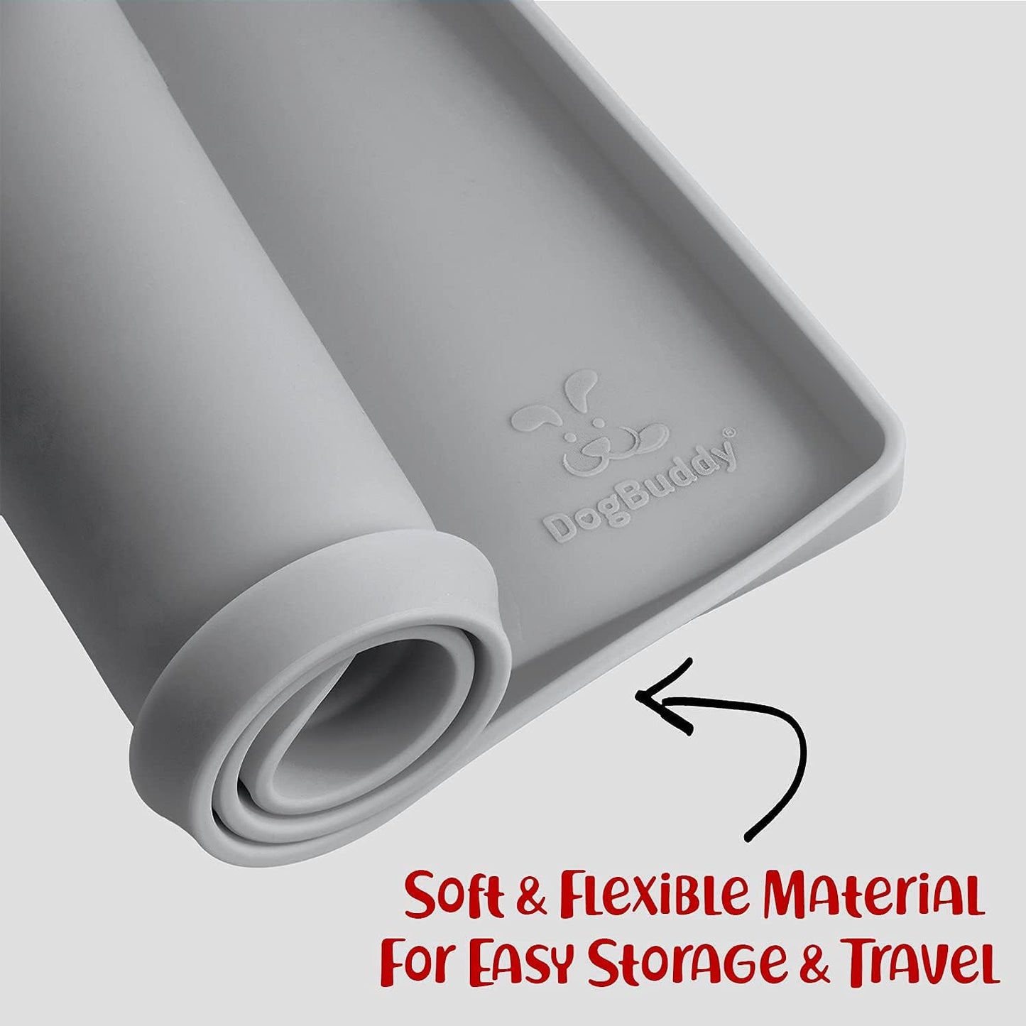 DogBuddy Dog Food Mat – Waterproof Dog Bowl Mat for Food and Water, Silicone Pet Feeding Mats for Floors, Non-Slip Placemat with High Edges for Dogs Bowls, Puppy Essentials (Large: 24"x16", Mist)