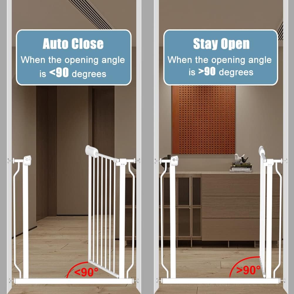 57.5-62 Inch Extra Wide Baby Gates for Stairs Doorways Pressure Mount No Drill Dog Pet Gate Automatic Close Child Safety Gate for Toddler Kids Pets