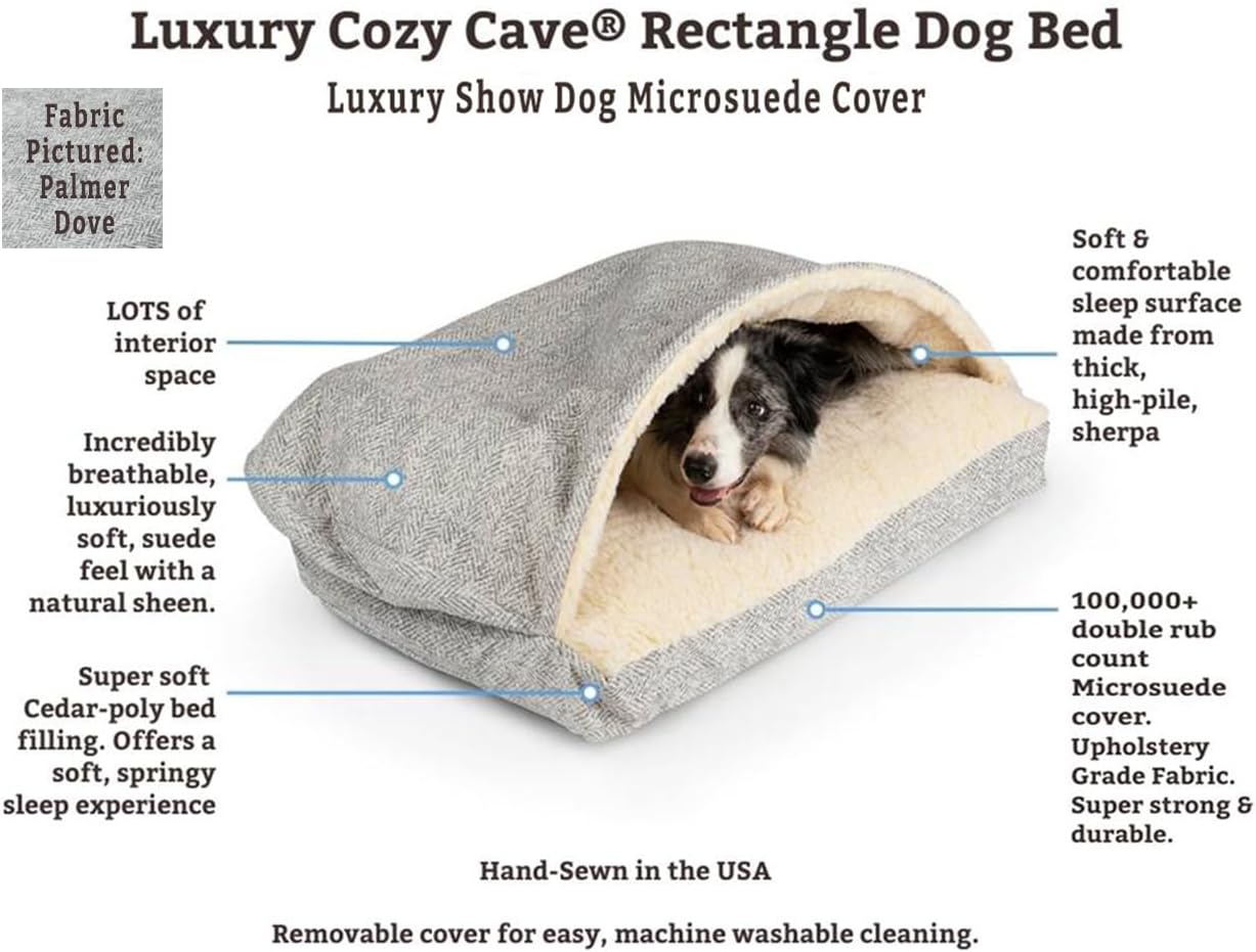 Snoozer Pet Products Luxury Rectangle Cozy Cave Dog Bed with Microsuede, Showdog Collection, Extra Large, Palmer Indigo