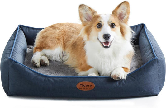 Orthopedic Dog Beds for Medium Dogs, Durable Egg Crate Foam Sofa Dog Bed wit Washable Removable Cover,Waterproof Lining,Pet Bed for Large Dogs (Navy Blue, 31.5" L x 25.2" W x 7" Th)