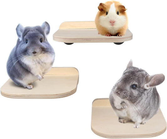 Chinchilla Wooden Platform Set, Chinchilla Cage Platform with Feeding Bowl, Small Animals Cage Accessories for Squirrel Gerbil Suger Glider Hamsters (3Pcs of Small Platform)