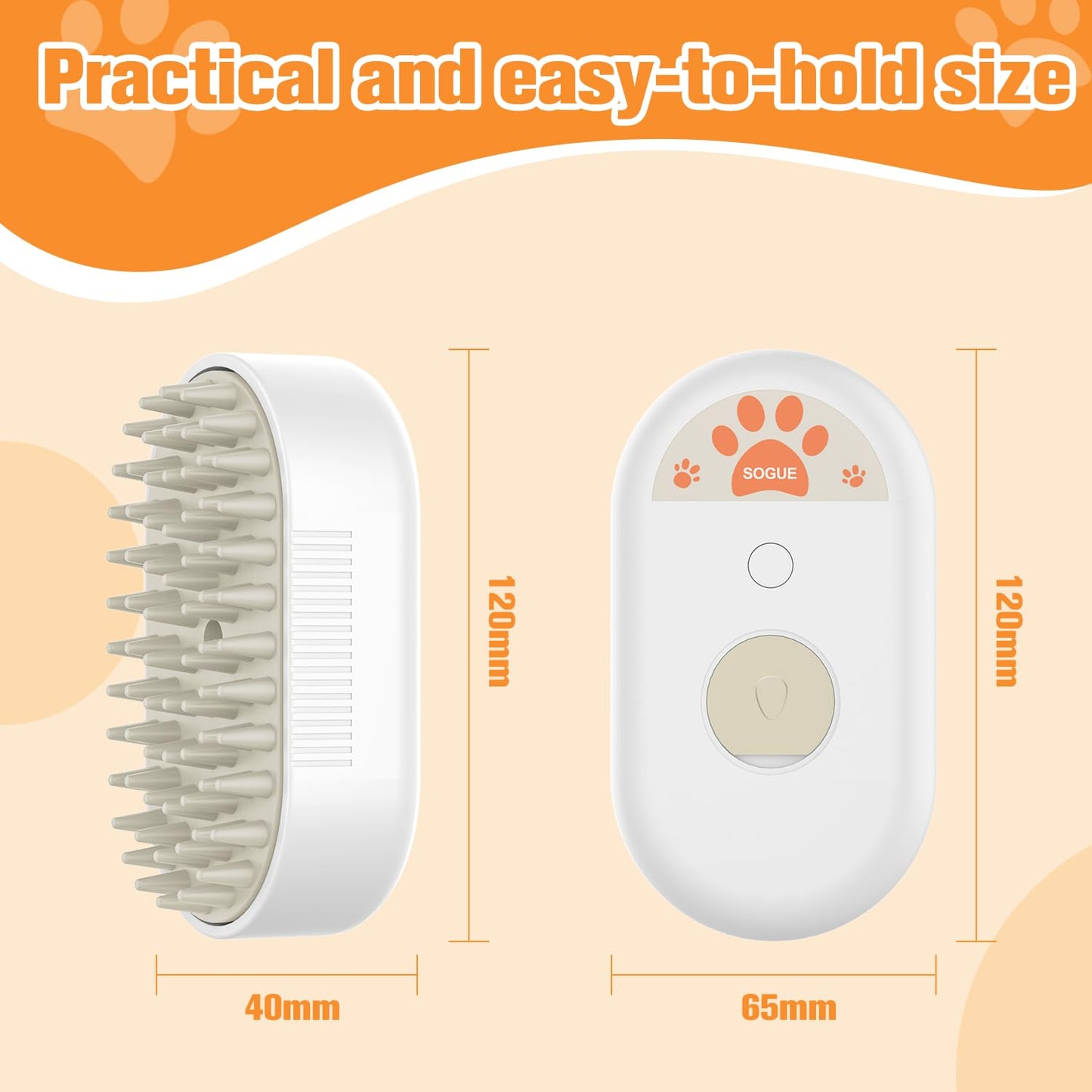 Cat Steam Brush,Rechargeable Pet Steam Brush for Cats Dogs,Silicone Dog Brushes for Short&Long Haired Dogs,3 In 1 Pet Hair Remover Tool for Massage Grooming,Cleaning,Shedding White