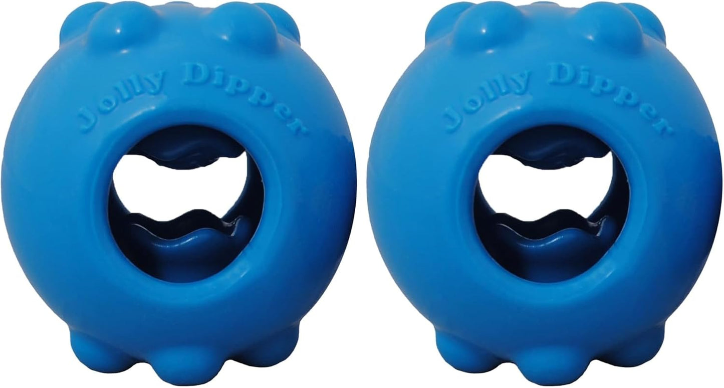 Jolly Pets Jolly Dipper Treat Dispensing Dog Toy; 3'' Small/Medium Dogs, Blue (Pack of 2)