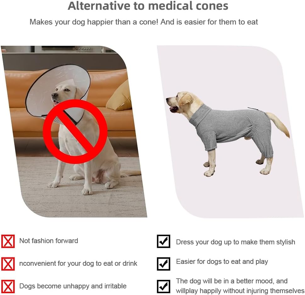 Dog Pyjamas PJS Sweater Clothing and Loungewear Suitable for Medium to Large Breeds of Dogs, Neutering Suits, Extra-Large Stretch Fabric, Four-Legged Dogs Clothes Pyjamas(Sweater Gray, 2XL)