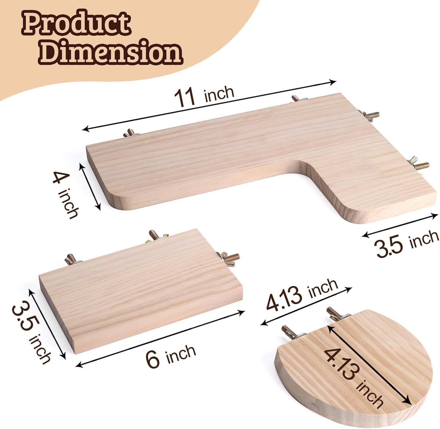 Chinchilla Cage Accessories Hamster Accessories, Chinchilla Toys Wood Platform Dwarf Hamster Cage Board, Chinchilla Cage Sturdy Standing and Jumping Wooden Board for Parrot Cage Rat Cage (Board)