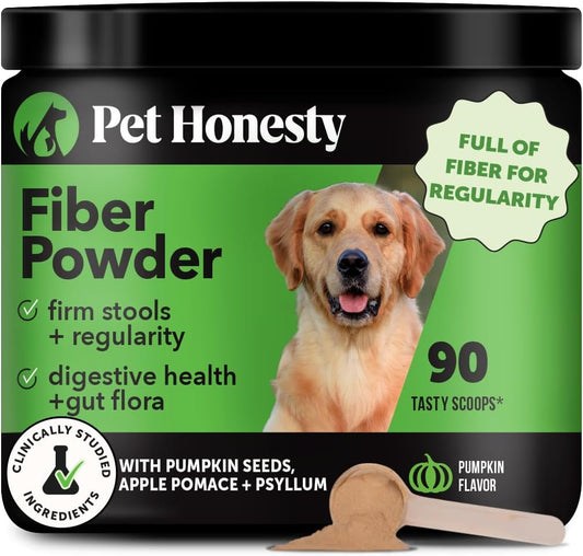 Pet Honesty Pumpkin Fiber Powder Supplement for Dogs - All Natural Dog Probiotic with Psyllium Husk, Pumpkin Seeds and Apple Pectin for Healthy Digestion (90 Scoops)