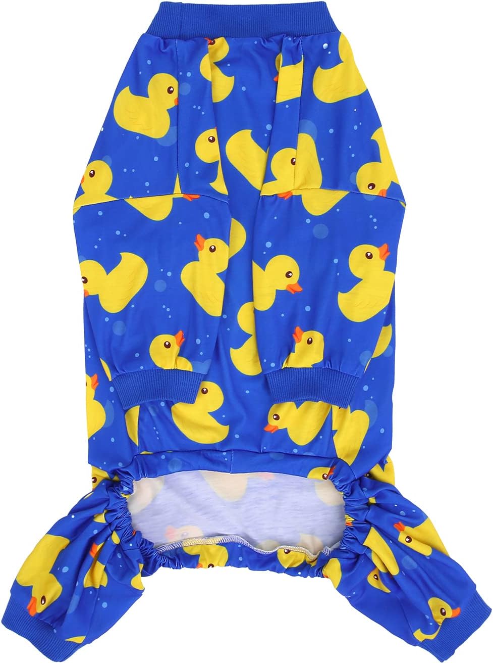 HDE Dog Pajamas One Piece Jammies Jumpsuit Pet Clothes Outfit Stretchy Lightweight Comfy Shirt Pjs for M-3XL Dogs Ducks Blue - XXL