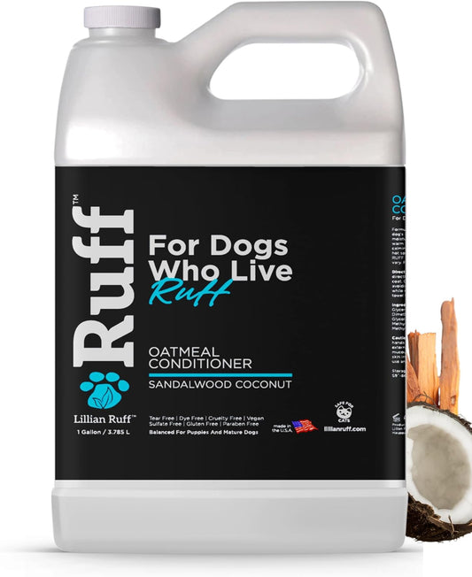Ruff by Lillian Ruff Sandalwood Coconut Oatmeal Conditioner for Dogs – Moisturize & Soothe Dry Itchy Skin, Promote Healthy Coat, Tear-Free, Sulfate-Free, Paraben-Free, Made in USA (Gallon)
