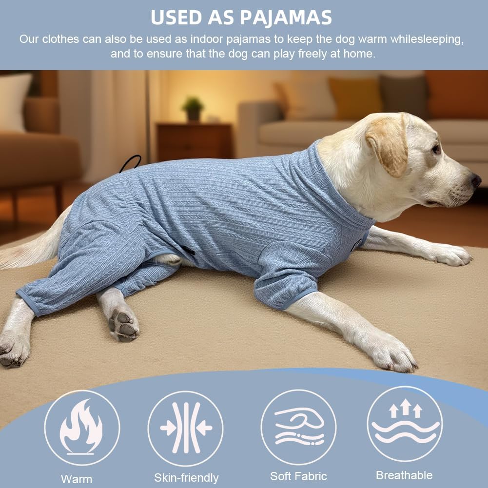 Dog Pyjamas PJS Sweater Clothes and Home Clothing Suitable for Large to Giant Breeds of Dogs, Dog Surgery Recovery Suit, Extra-Large Stretch Fabric, Four-Legged Clothes(Sweater Blue, 6XL)