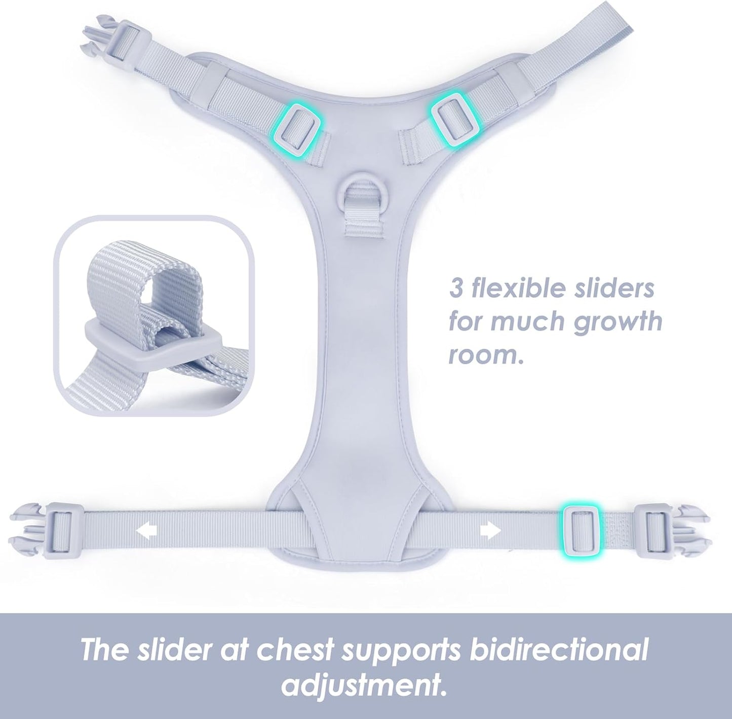 No Pull Dog Harness, Puppy Vest with Front Clip for Small Medium Large Sized Dog(Light Blue,XS)