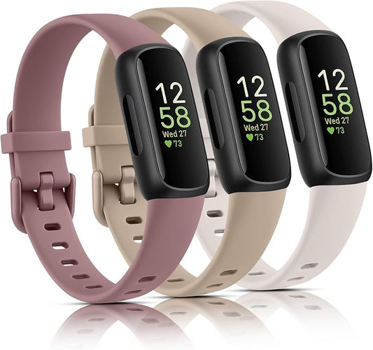 3 Pack Bands Compatible with Fitbit Inspire 3 Bands, Soft Silicone Adjustable Wristband Replacement Sport Straps Compatible with Fitbit Inspire 3 Fitness Tracker