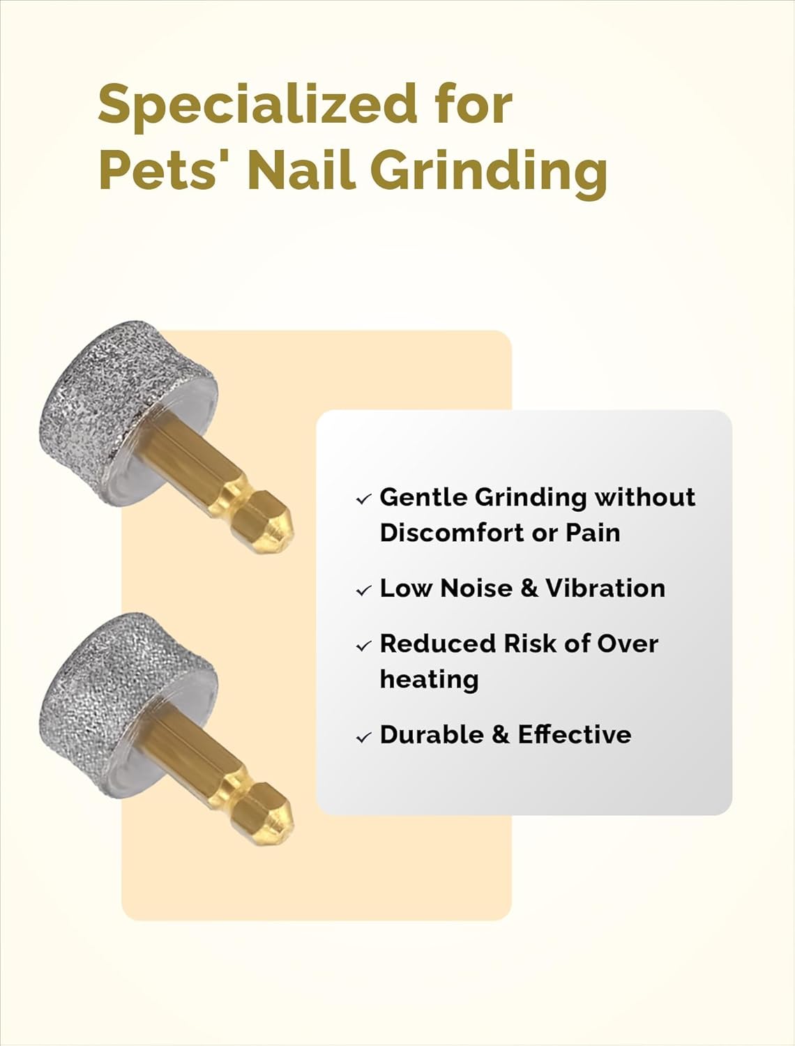 Dog Nail Grinder Replacement Heads 4Pcs- 2*Hard 40# & 2*Regular 80# for Small Medium & Large Dogs Safe Painless and Professional Pet Nail Grinder Tip Drill Bits