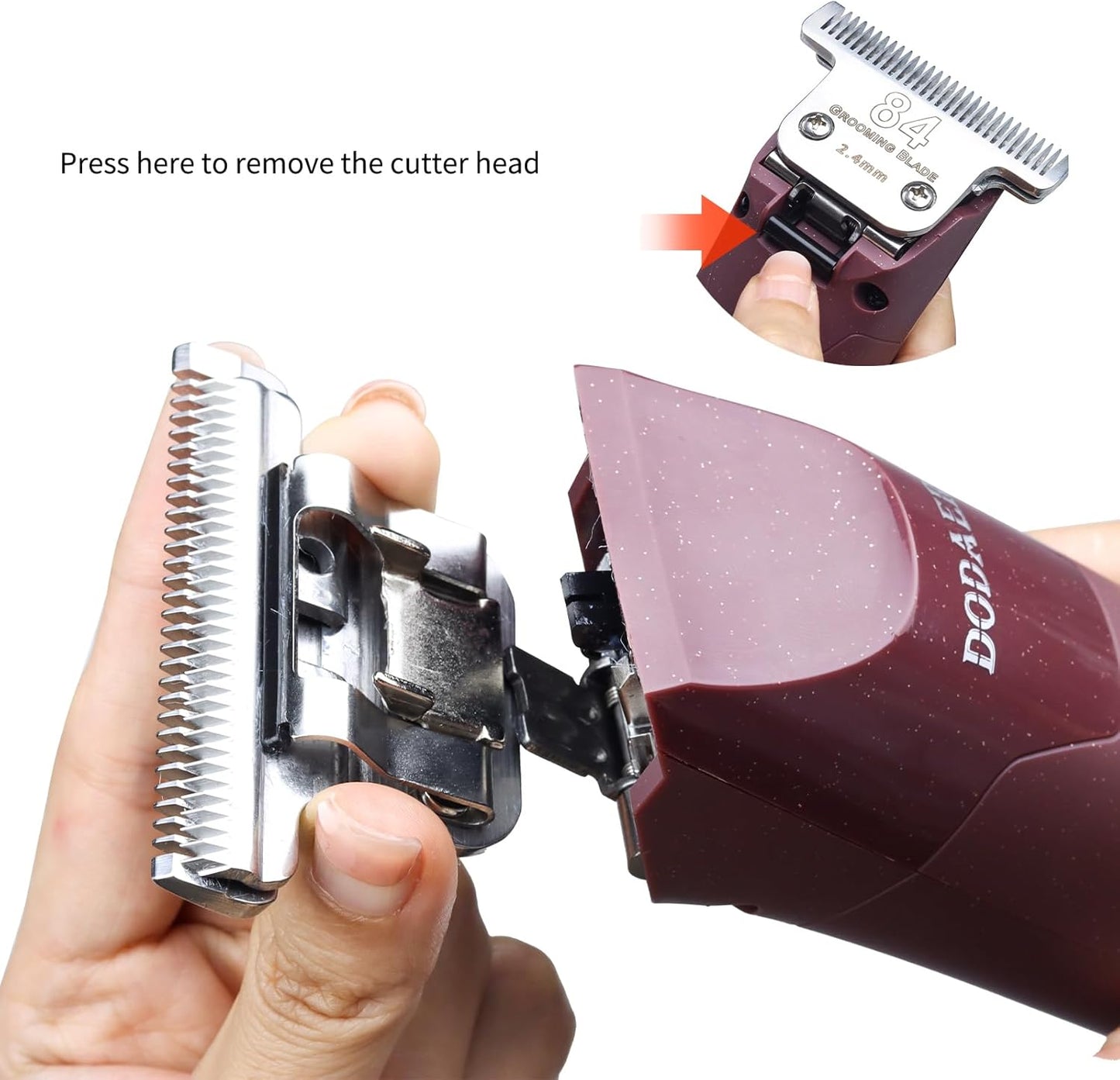 Professional Grooming Electric Corded 2-Speed Horse Clipper with Detachable Blade - Cool & Quiet Running Design - Includes Size T84 Blade for Complete Horse Grooming - Burgundy