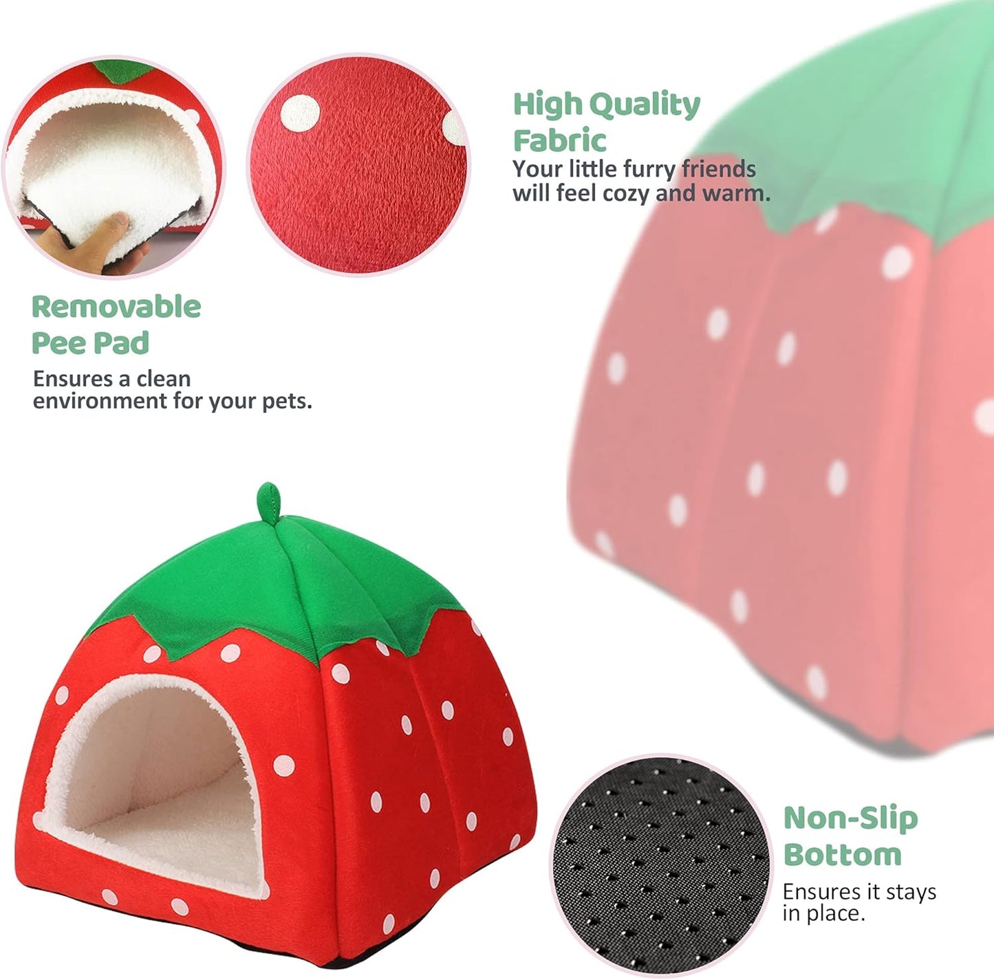 Guinea Pig Hideout Bed Rabbit House Cave Accessories Cozy Hide-Out for Bunny Hedgehog Ferret Chinchilla&Other Small Animals