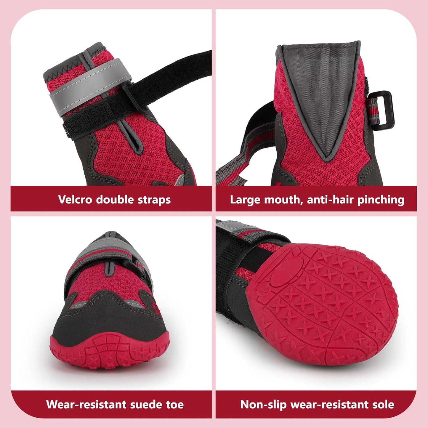 Dog Shoes for Large Medium Small Dog, Mesh Breathable Dog Shoes for Hot Pavement, Anti-Slip Dogs Boots Paw Protectors with Reflective for Outdoor Walking Indoor Hardfloors (Size 2)