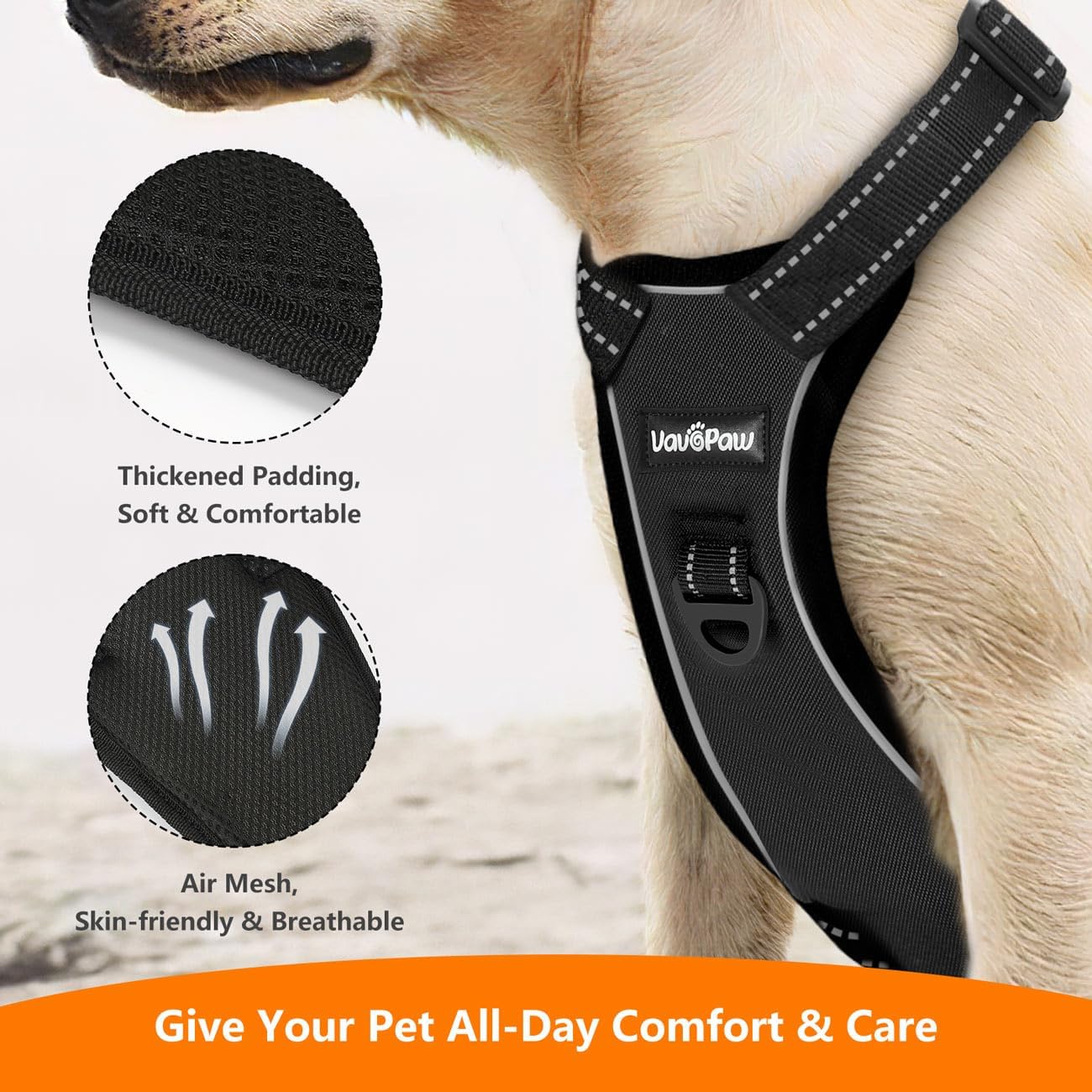 Dog Seat Belt Harness for Car, Dog Car Harness Adjustable Mesh Breathable & Dogs Seatbelt Safety Tether with Elastic Bungee for Small Medium Large Pets(Carbon Black, XL)