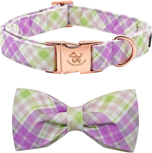 Elegant Plaid Collar With Cute Bow for X-Small Puppy and Cat