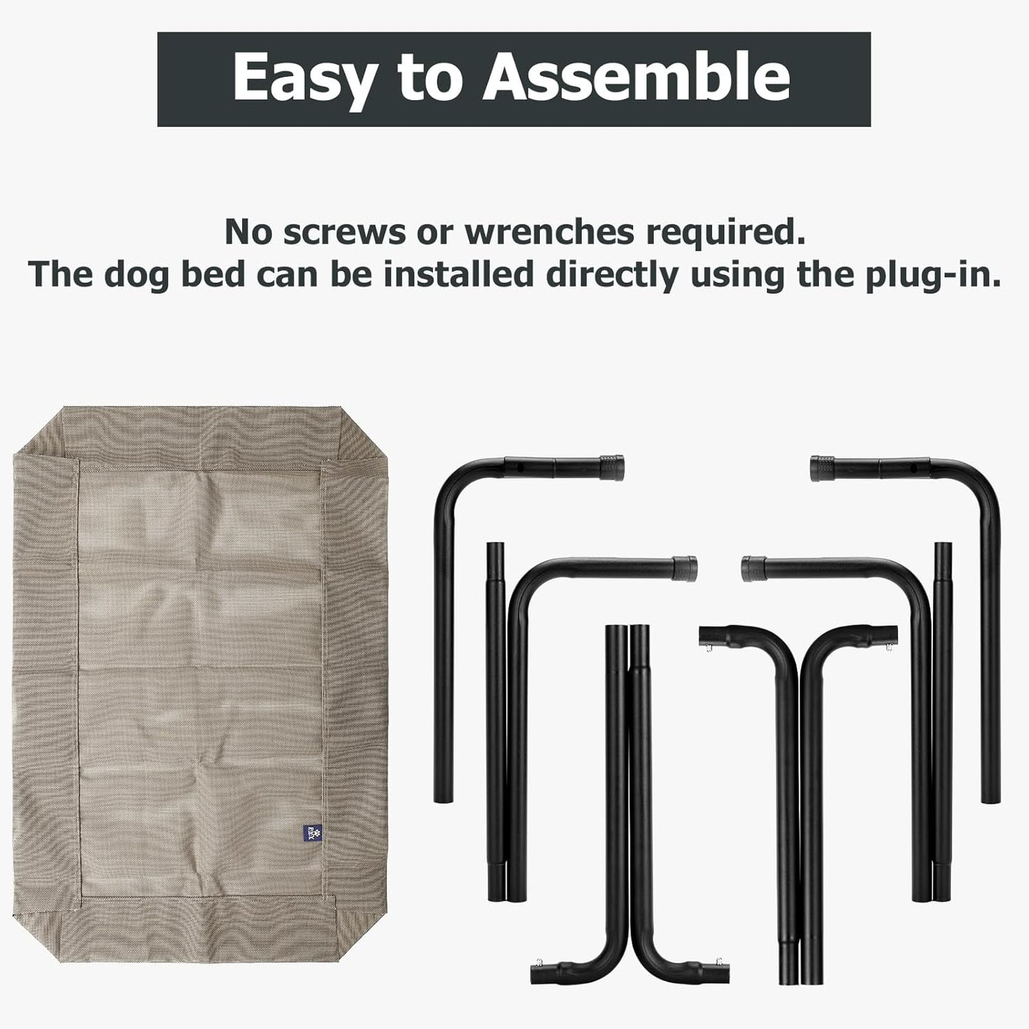 Elevated Dog Bed Outdoor, Medium Raised Cooling Dogs Cot, Lifted Pet Beds with Durable Breathable Teslin Mesh, Pet's Hammock with Non-Slip Feet, 35 inch Brown