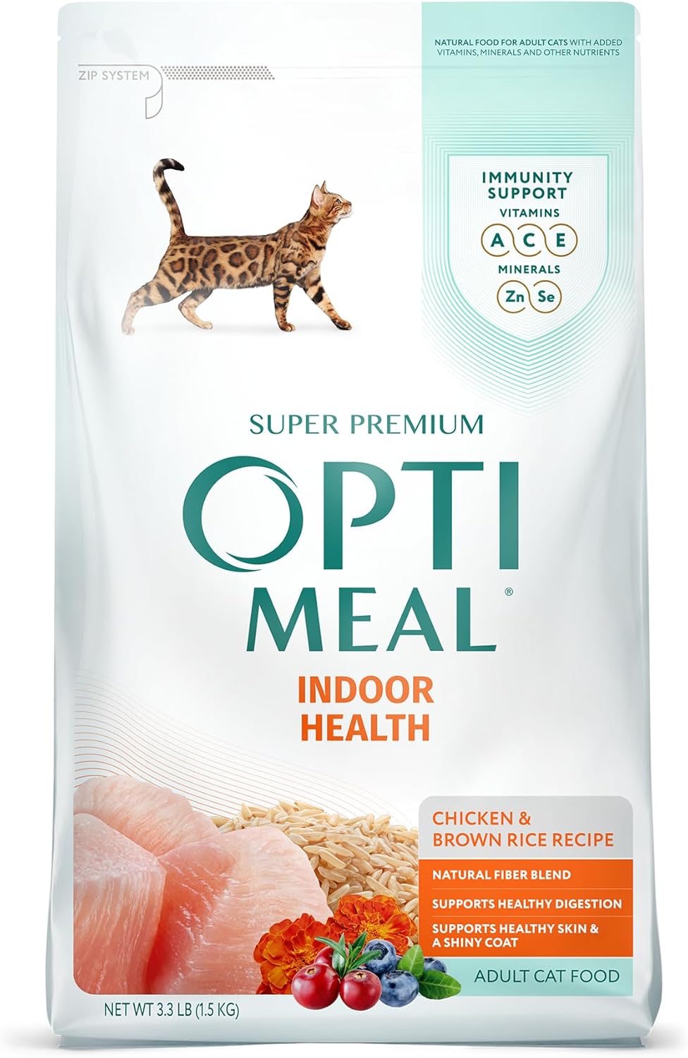 Optimeal Indoor Cat Dry Food- Chicken & Brown Rice Healthy Recipe Cat Food Dry for Adult Cats - Proudly Ukrainian