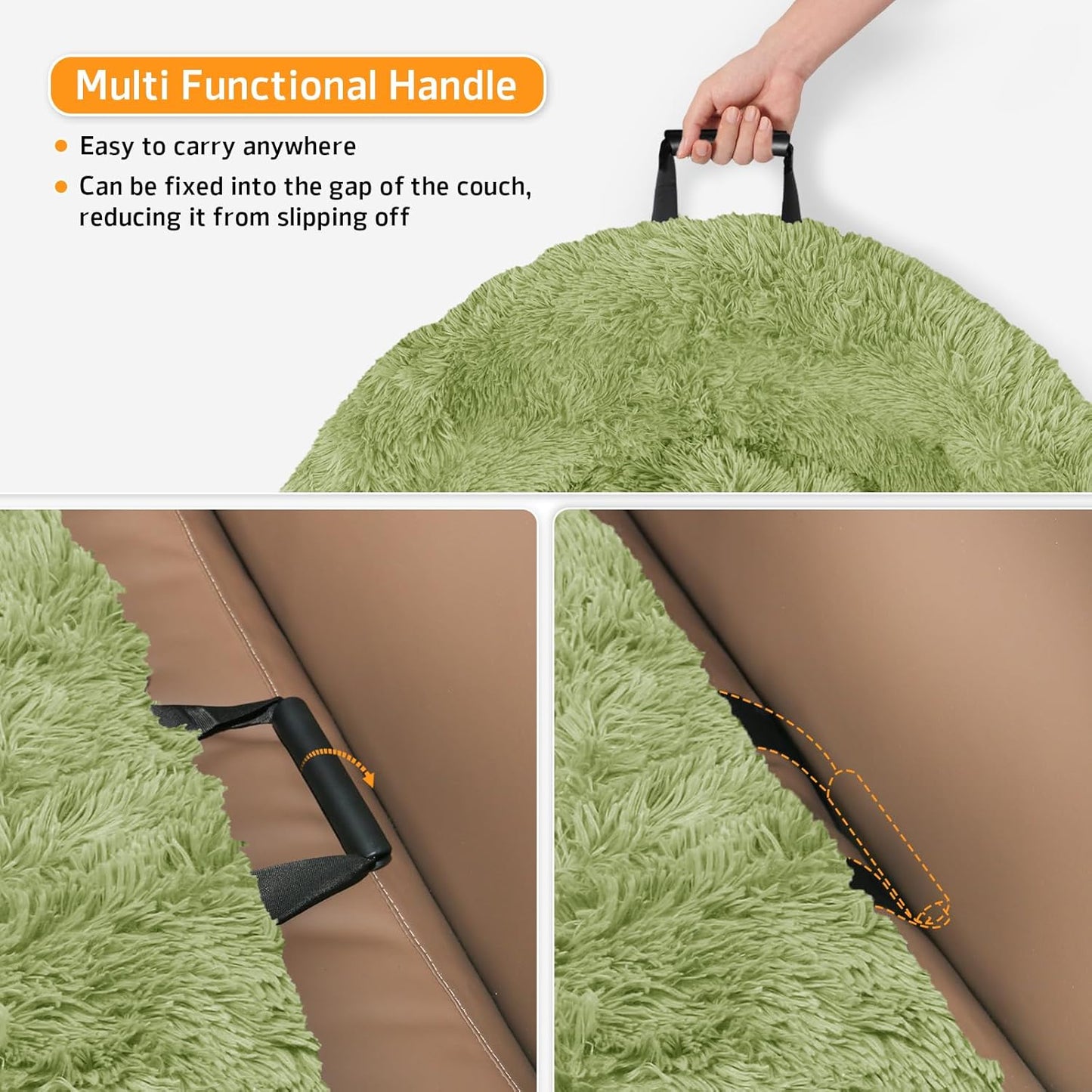 GGIB Calming Dog Bed Fluffy Plush Dog Mat for Furniture Protector with Removable Washable Cover for Large Medium Small Dogs and Cats (Large, Grass Green)