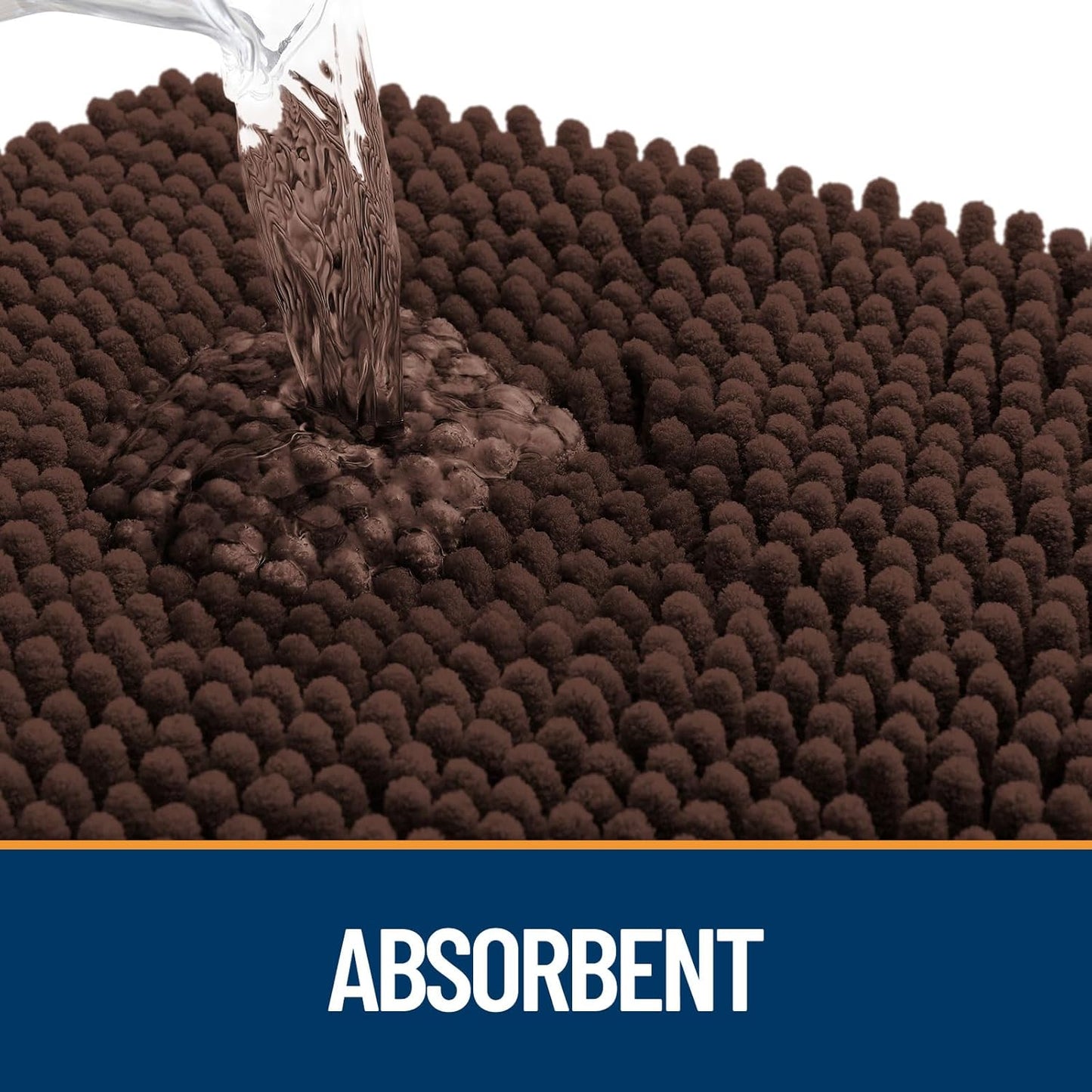 OLANLY Dog Door Mat for Muddy Paws 59x35, Absorbs Moisture and Dirt, Absorbent Non-Slip Washable Doormat, Quick Dry Chenille Mud Mat for Dogs, Entry Indoor Entryway Carpet for Inside Floor, Brown