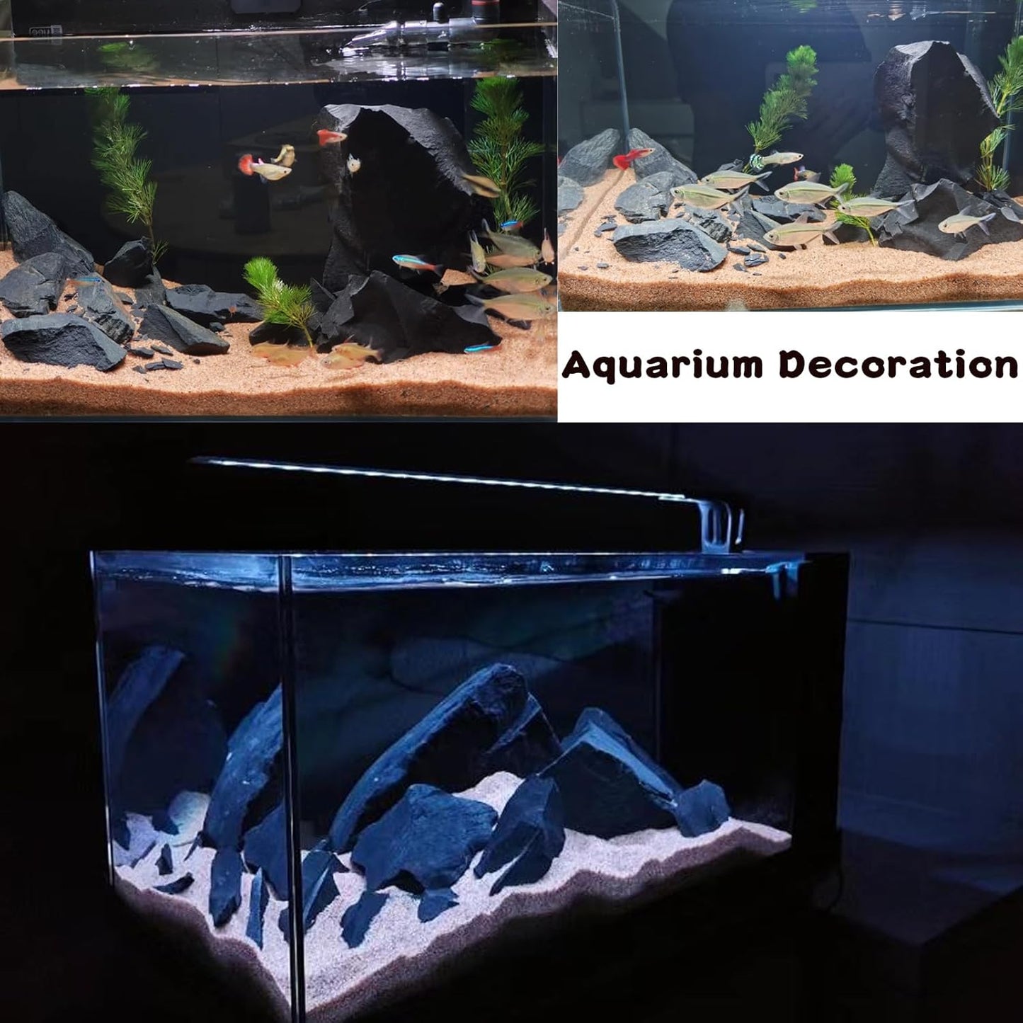 Unocho Aquarium Rock Stone Fish Tank Rocks 5LB Natural Rocks for Aquariums Landscaping Model Tank Decoration Aquarium Miniature and Fairy Garden-3-6inches 4PCS