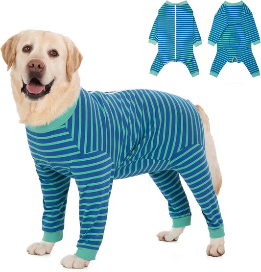 Yeapeeto Dog Onesie Surgery Recovery Suit for Large Medium Bodysuit Dogs Pajamas PJS Full Body for Shedding, Prevent Licking, Wound Protection, Cone Alternative… (Blue Green, 7X-Large (Pack of 1))