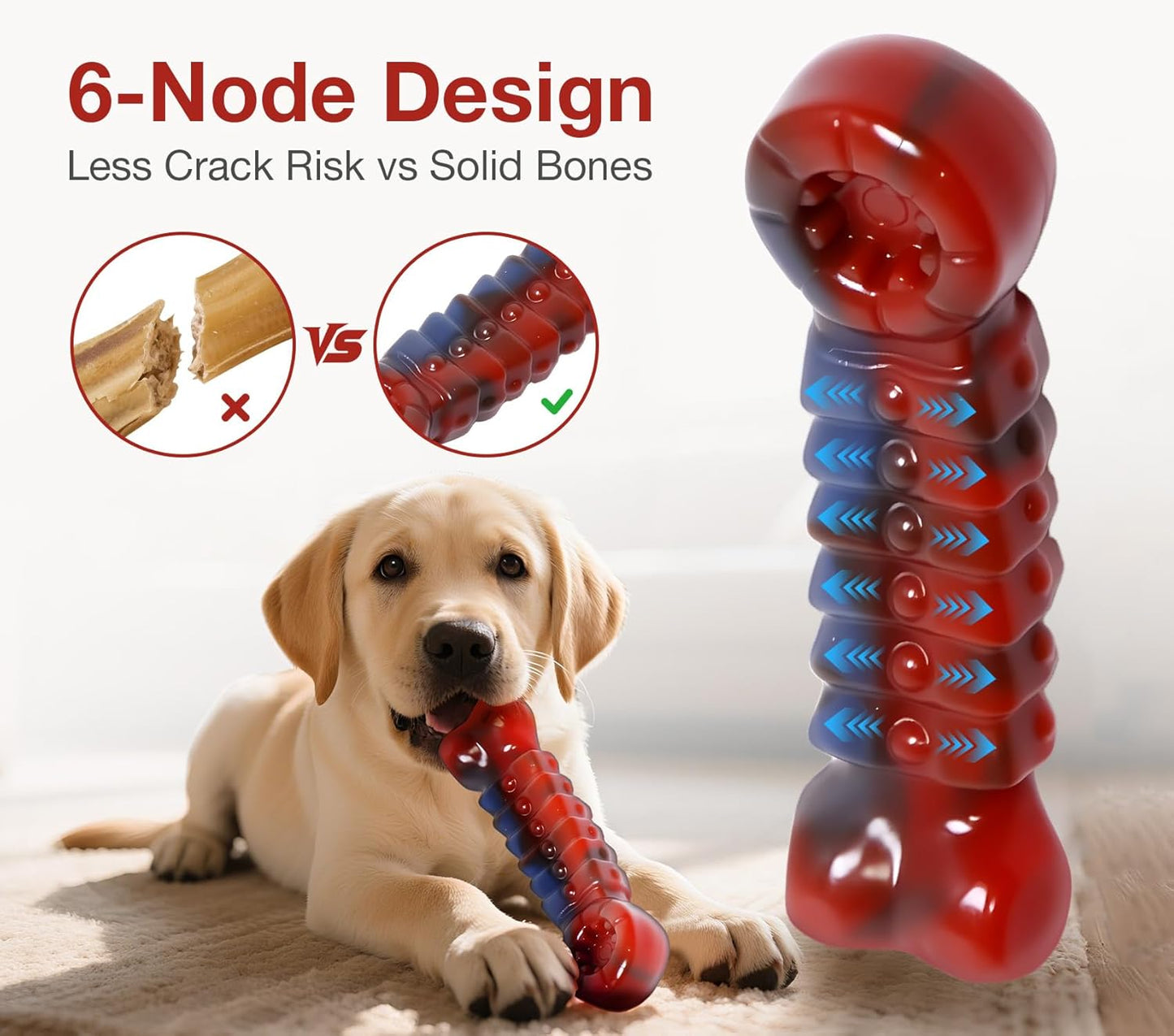 Tough Dog Toys for Aggressive Chewers - Indestructible Chew Toy Bone for Medium & Large Breeds, Keeps Dogs Busy & Cleans Teeth - Bacon Flavored