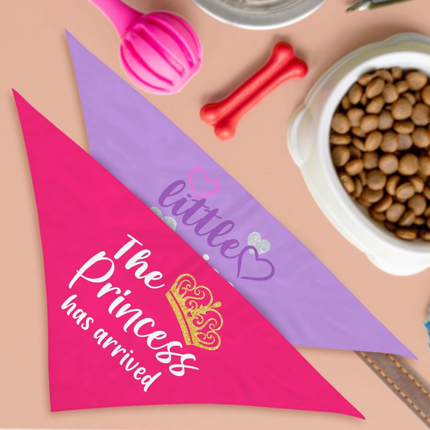 Puppy Bandana 2 Pcs, Princess Sassy Pet Scarf Gifts for Dog Girl, Pink Purple Cute Puppy Bandana for Medium to Large Pet Dogs On Birthday, Cute Girl Dog Scarf Kerchief, Gifts for Dogs Lovers