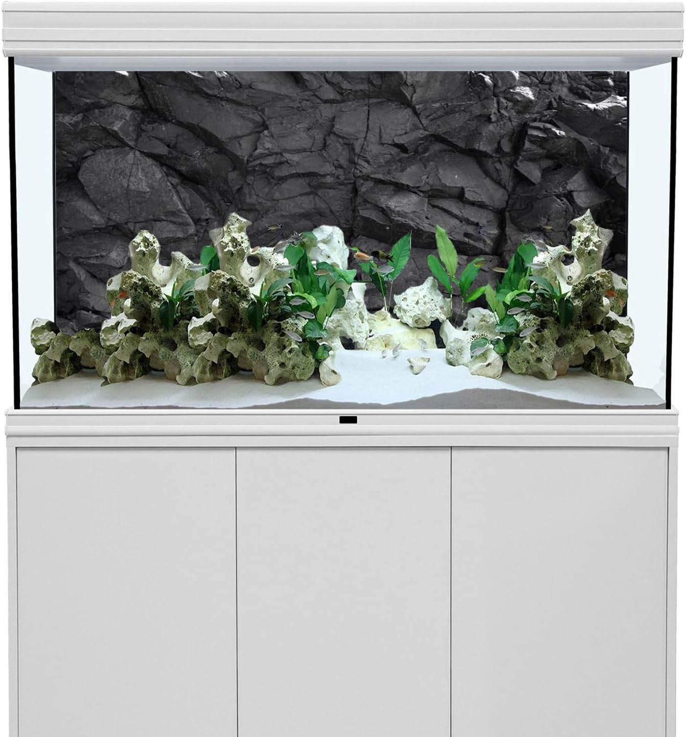 AWERT 48x18 inches Stone Aquarium Background Rock Fish Tank Background Rocky Terrarium Background Polyester Background