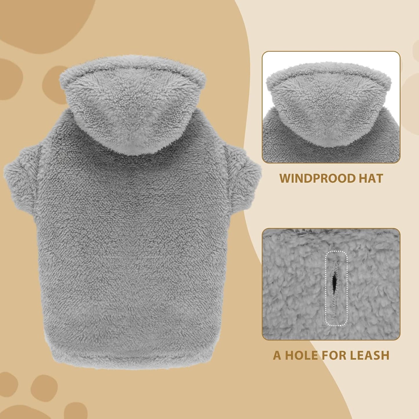 Fuzzy Dog Sweaters for Medium Dogs Dog Hoodie Sweater Clothes Warm Soft Cozy Pet Coats Hooded Sweatshirt Medium Pet Hoodie(Grey-M)